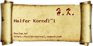 Helfer Kornél névjegykártya